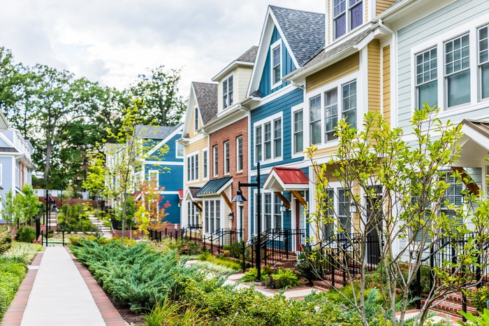 Image of colorful rowhomes.